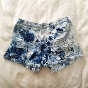 Acid Wash Short Shorts Destroyed Jean Denim Shorts size Large | America Bazi